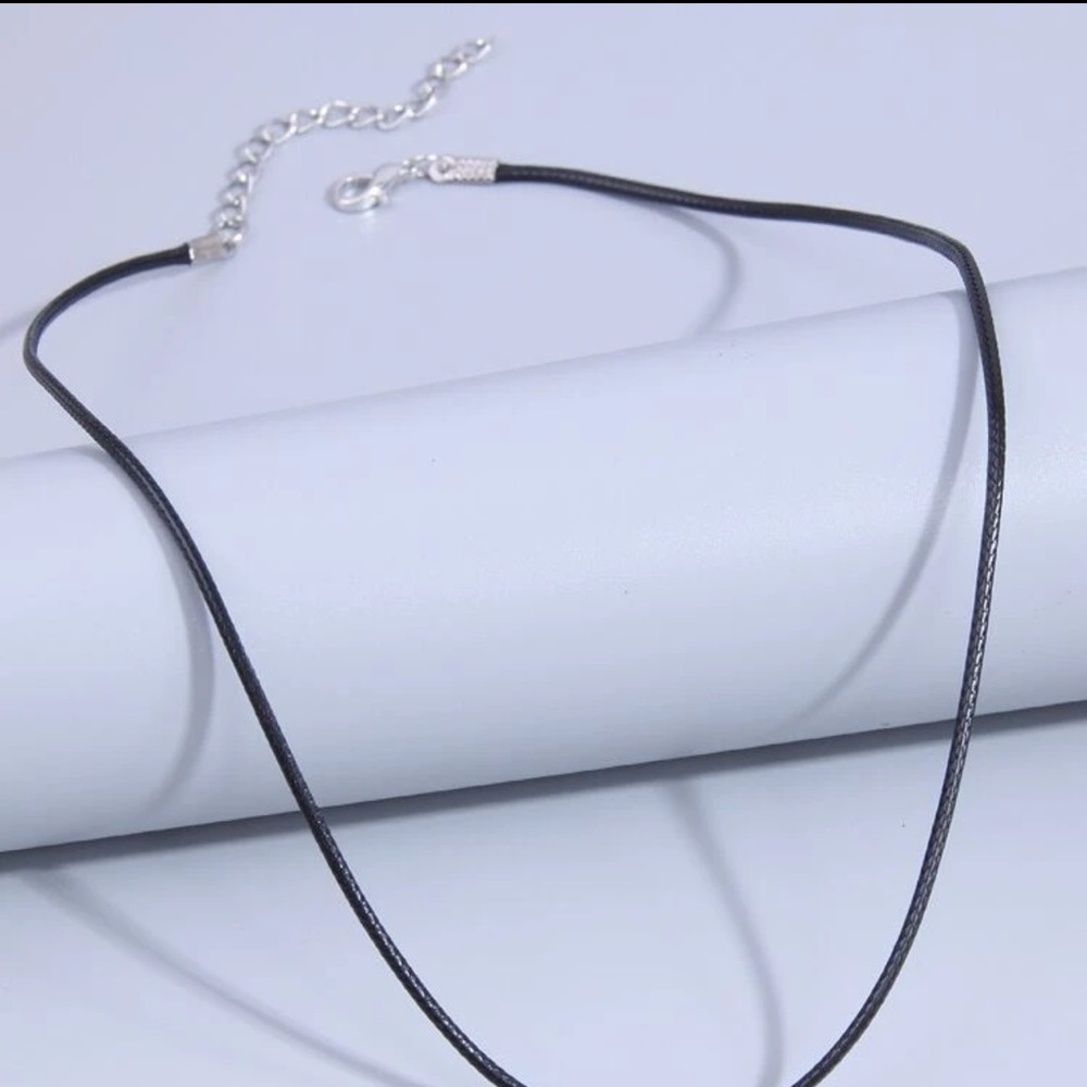 Celestial Moon Face Pendant Necklace โ Blue Crescent Charm on Black Cord - Picture 4 of 5